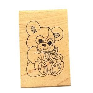 Great Impressions Vintage 1986 Smiling Teddy Bear Rubber Stamp